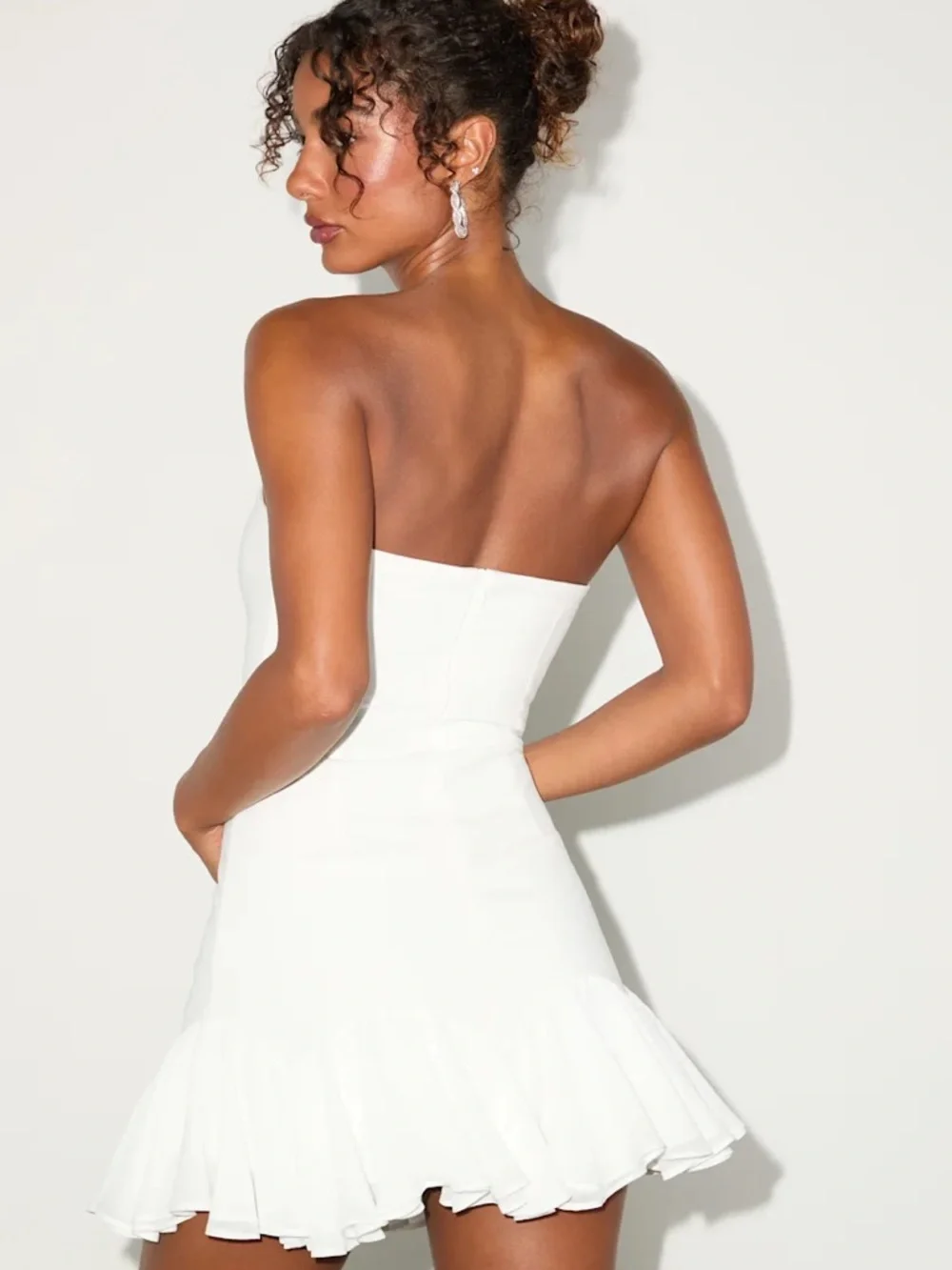 Lulu's Strapless White Ruffle Mini Dress - NWT - Picture 2 of 4